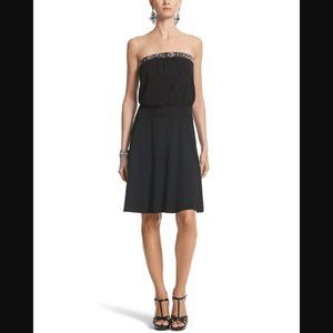 New WHBM Strapless Embellished Blouson Dress